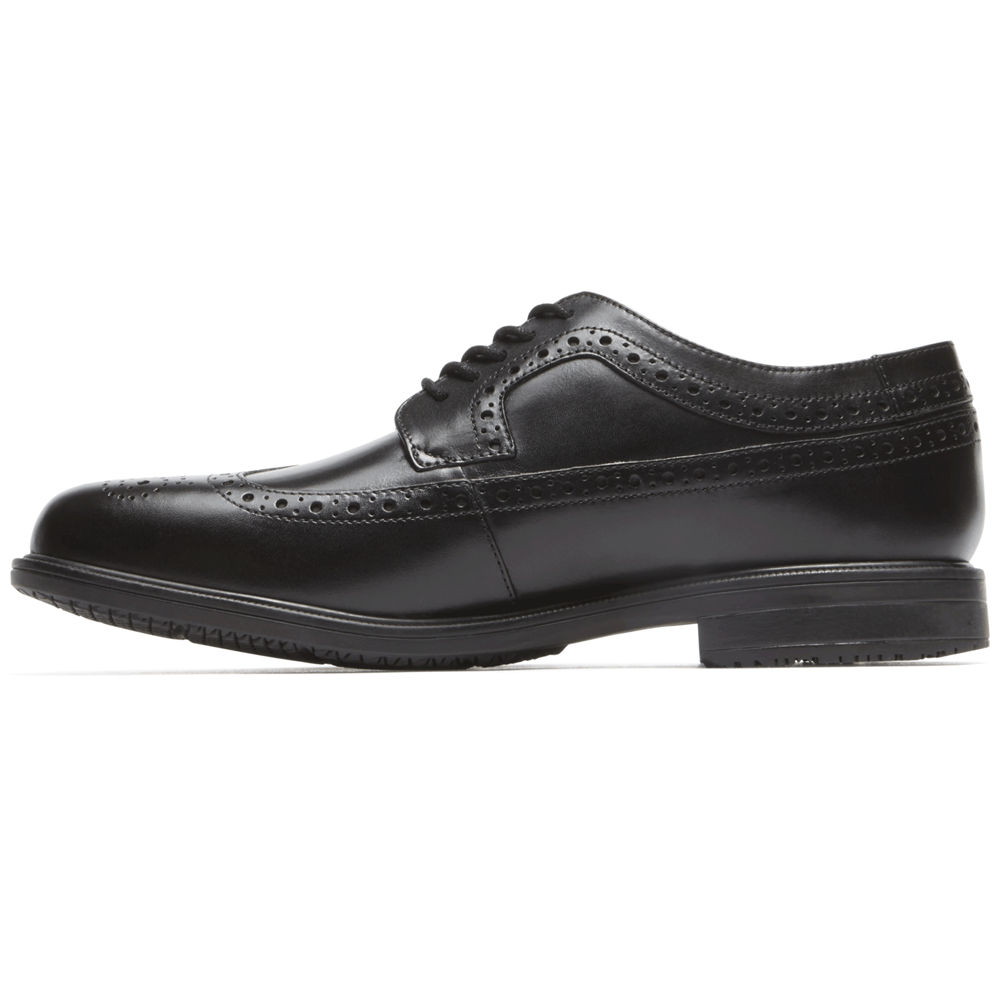 Rockport Mens Essential Details II Wingtip - Dress Shoes Black - UEV493287